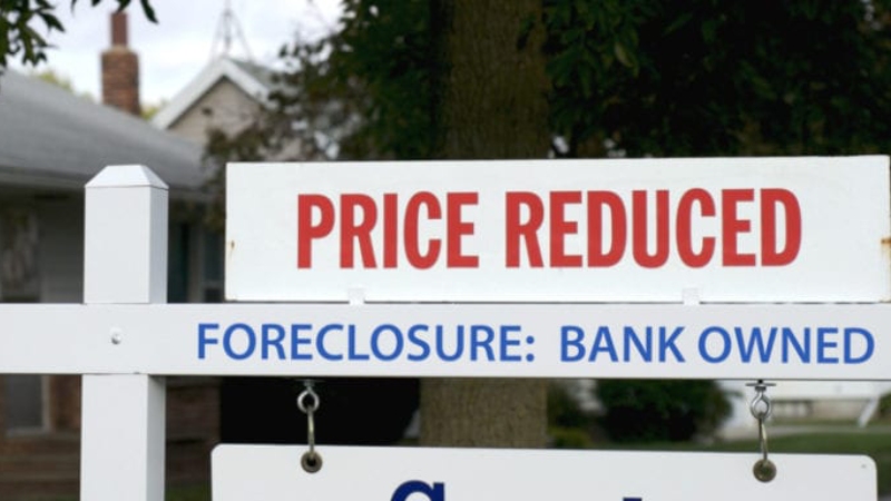 Foreclosed homes are owned by a delinquent taxpayer 